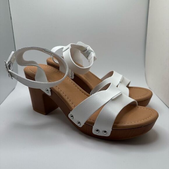 CUSHIONAIRE Women's Faux Wood Sandal +LiteSole Technology 9.5 WHITE - Picture 1 of 7